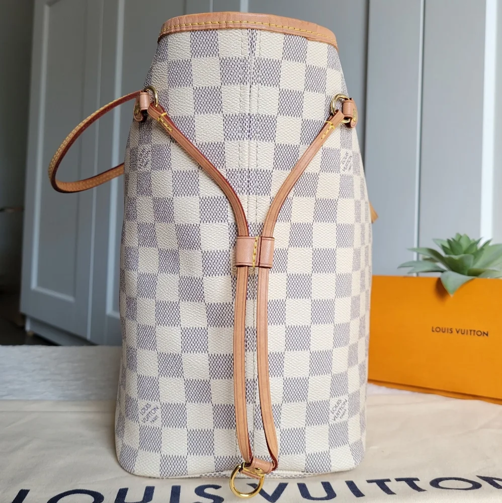 💕BEAUTIFUL Louis Vuitton Tote Bag Neverfull MM Damier AZUR "Rose Ballerine - Picture 13 of 16
